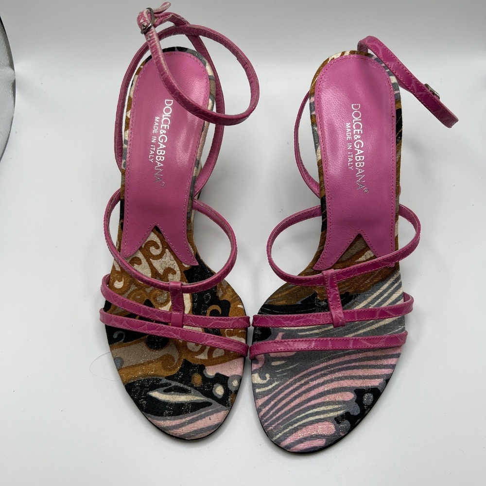 Dolce & Gabbana wedge sandal Pink Leather Strap Wedge Size 36 - Picture 9 of 14